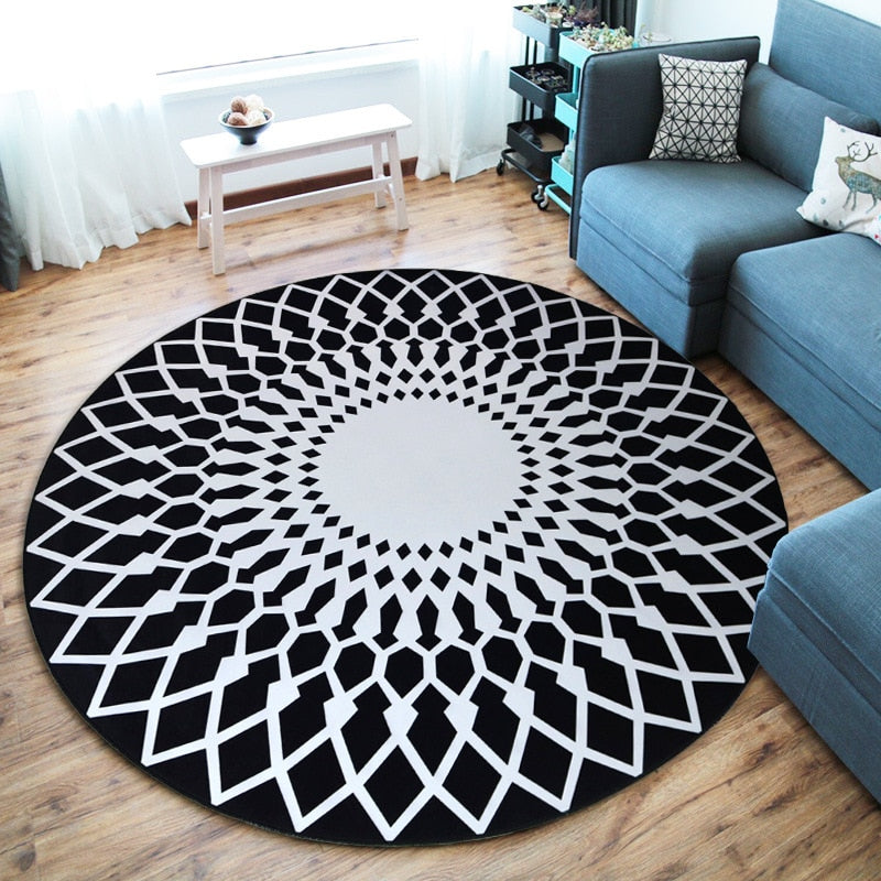 Round Geometric Pattern Carpet Rug Nordic Style Non-slip Mat for Living Room Bedroom Decor 2018ing