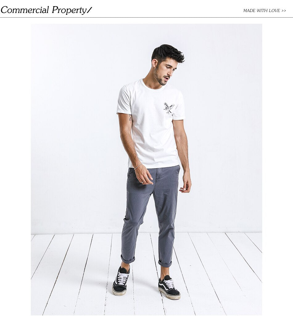 SIMWOOD 2019 Summer New eagle Print T Shirt Men Fashion Slim Fit O-neck 100% Cotton Tops Street Wear Brand Clothing Tees 180281