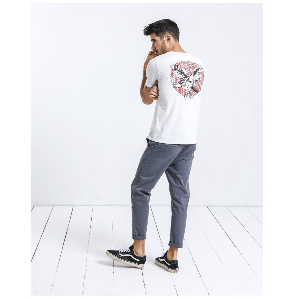 SIMWOOD 2019 Summer New eagle Print T Shirt Men Fashion Slim Fit O-neck 100% Cotton Tops Street Wear Brand Clothing Tees 180281