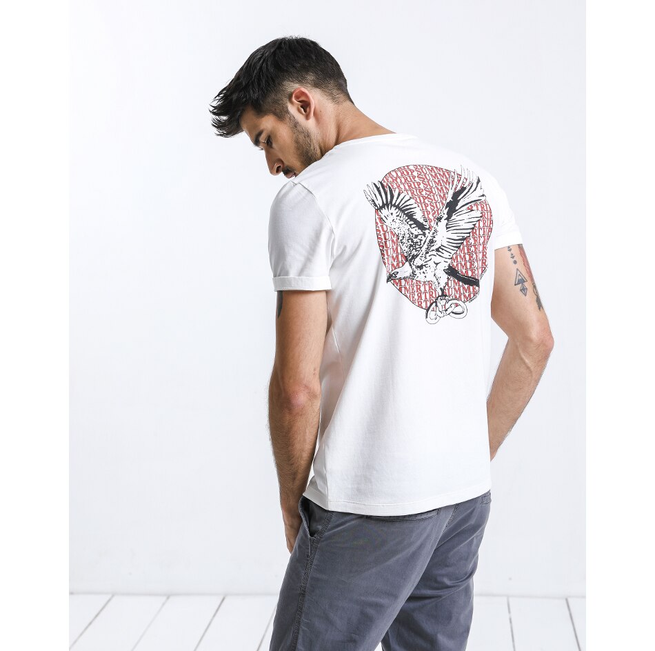 SIMWOOD 2019 Summer New eagle Print T Shirt Men Fashion Slim Fit O-neck 100% Cotton Tops Street Wear Brand Clothing Tees 180281