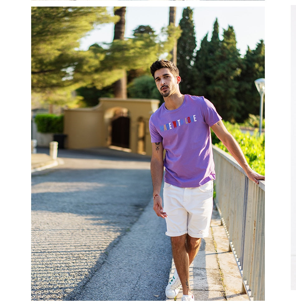 SIMWOOD New 2019 Summer T-Shirt Men Short Sleeve Slim Casual Cotton Tees Literal Thoughts Plus Size Tops Brand Clothing 180289