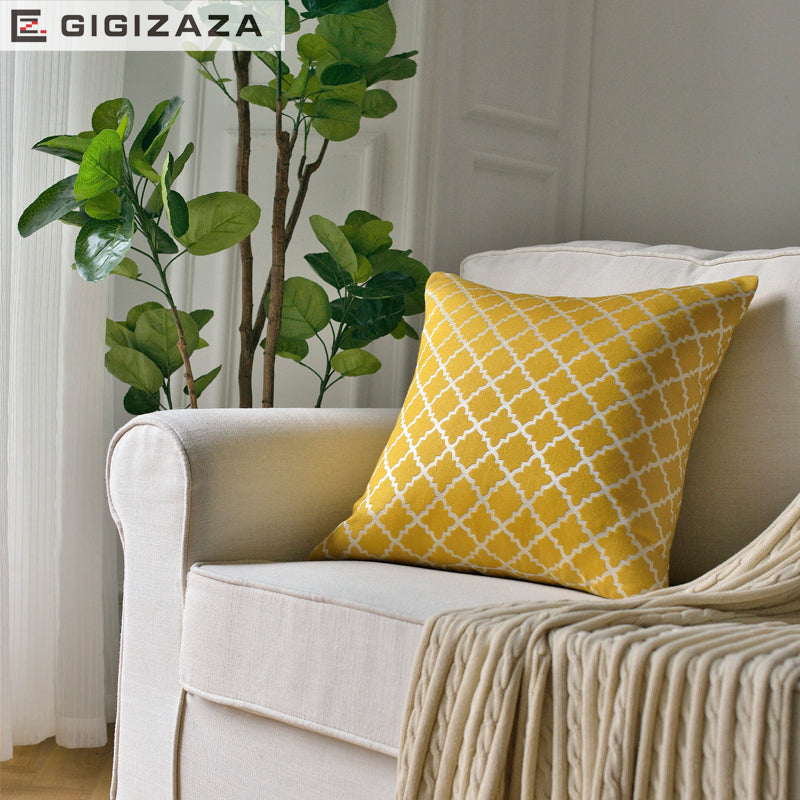 Pillow case 2 Pcs For Sofa Throw Pillow Cover Yellow Geometric Decorative Home Decor