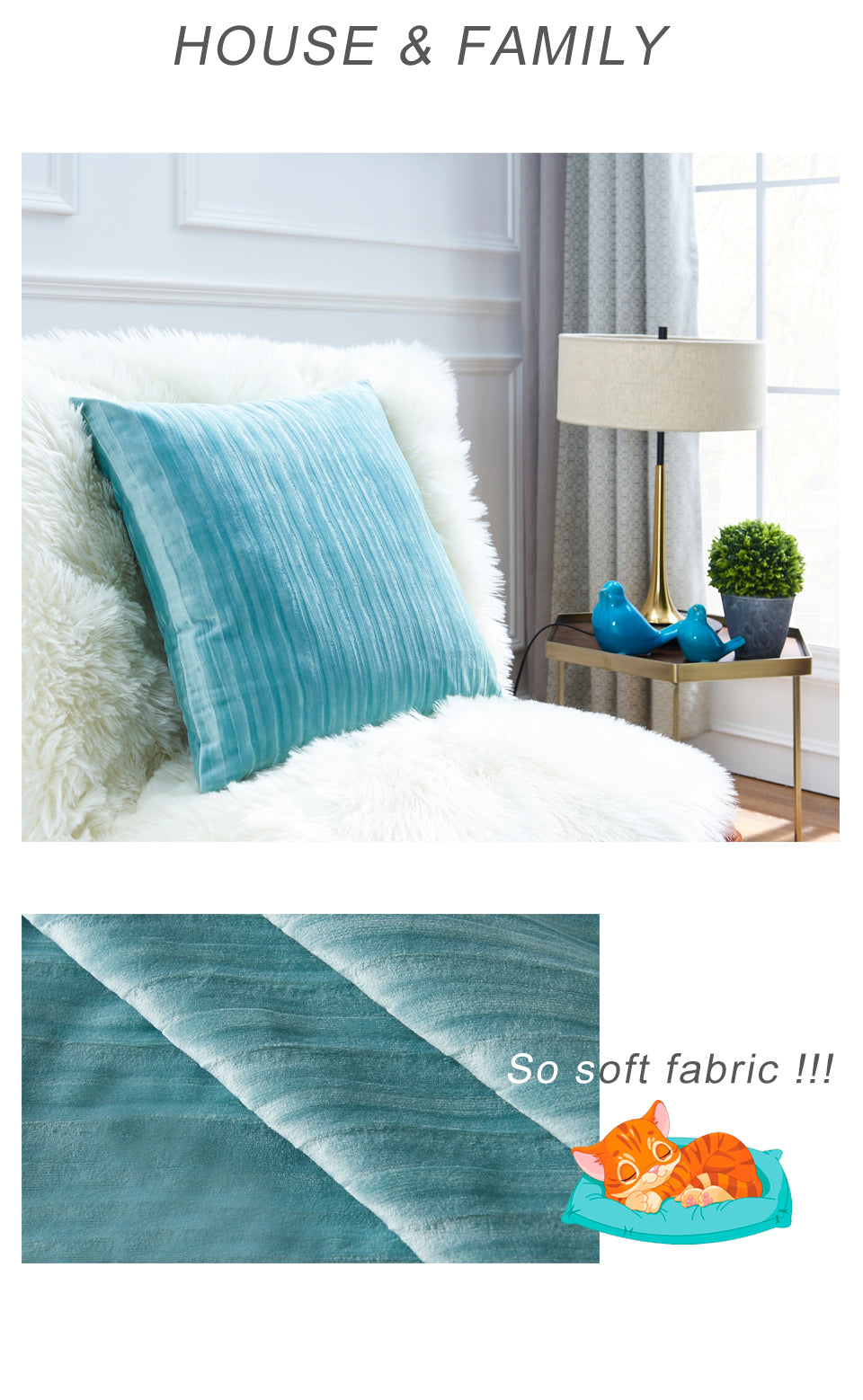 Luxury Striped Velvet Pillowcase Home Decor Cushions for Sofa Chair Gray Blue ivory 45CM * 45CM / 50CM * 50CM