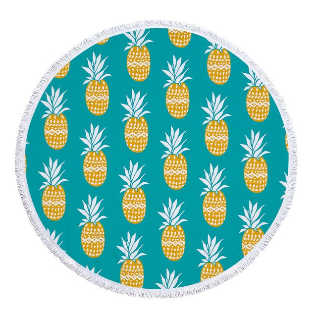 Bohemia Geometric Round Beach Towel Pineapple Mandara Printing Tassel Tapestry Plush Yoga Mat Travel Picnic Outdoor Pads