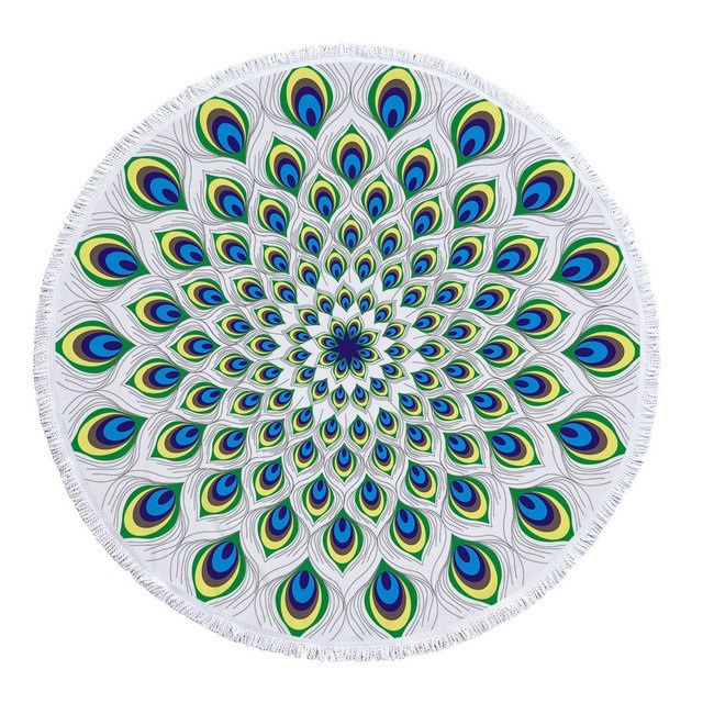 Bohemia Geometric Round Beach Towel Pineapple Mandara Printing Tassel Tapestry Plush Yoga Mat Travel Picnic Outdoor Pads