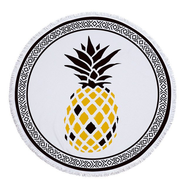 Bohemia Geometric Round Beach Towel Pineapple Mandara Printing Tassel Tapestry Plush Yoga Mat Travel Picnic Outdoor Pads
