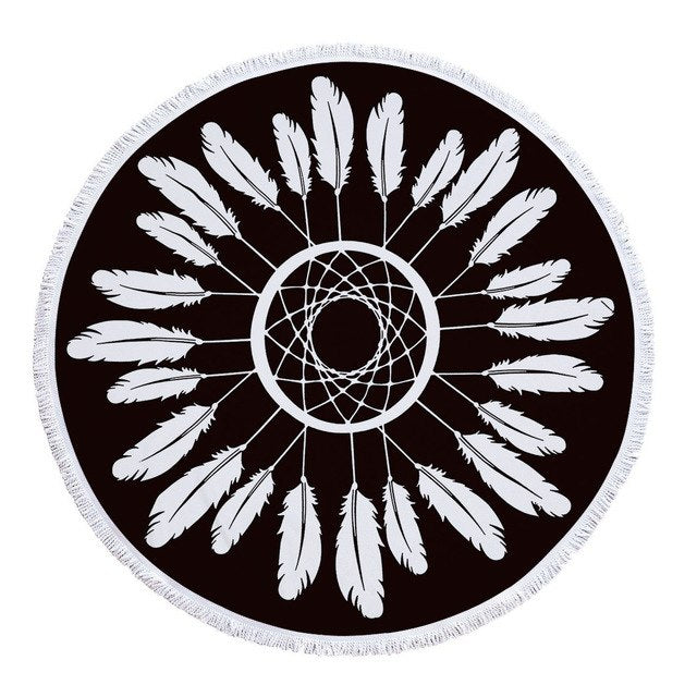 Bohemia Geometric Round Beach Towel Pineapple Mandara Printing Tassel Tapestry Plush Yoga Mat Travel Picnic Outdoor Pads