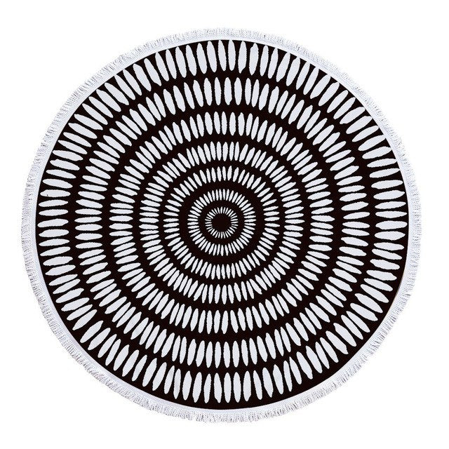 Bohemia Geometric Round Beach Towel Pineapple Mandara Printing Tassel Tapestry Plush Yoga Mat Travel Picnic Outdoor Pads