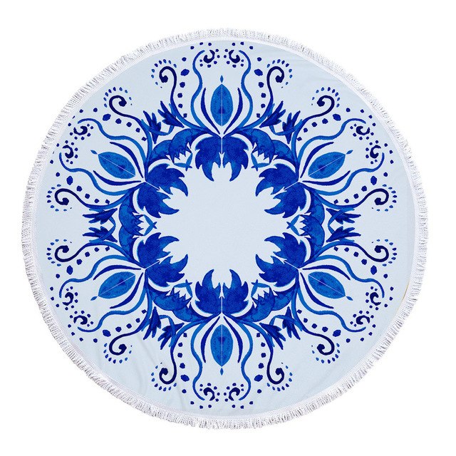 Bohemia Geometric Round Beach Towel Pineapple Mandara Printing Tassel Tapestry Plush Yoga Mat Travel Picnic Outdoor Pads