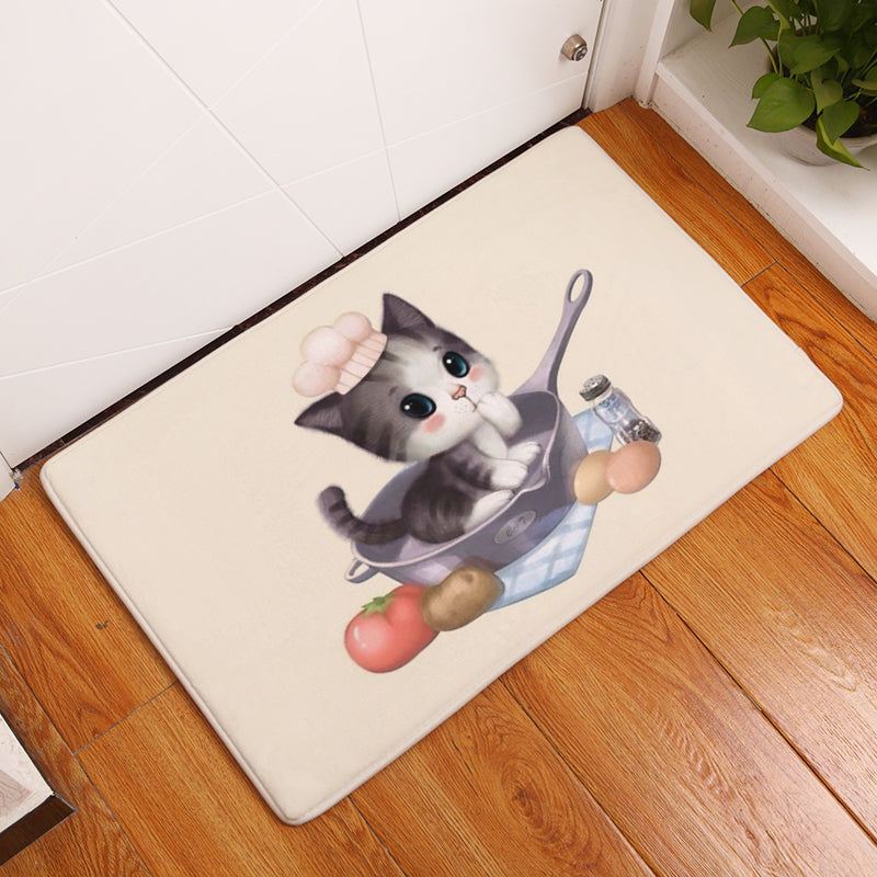 Smiry welcome home anti slip mats light soft cute cartoon kitten pattern mats chlidren bedroom