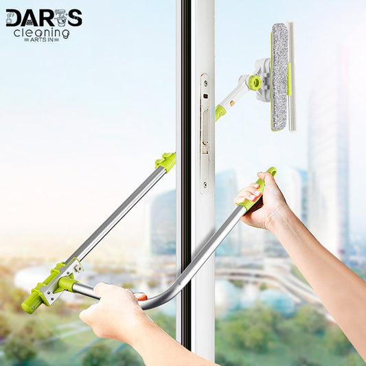 SDARISB Window Squeegee Microfiber Extendable Window Scrubber Washer Cleaner Tools 180 Rotatable Cleaning Brush for High Window