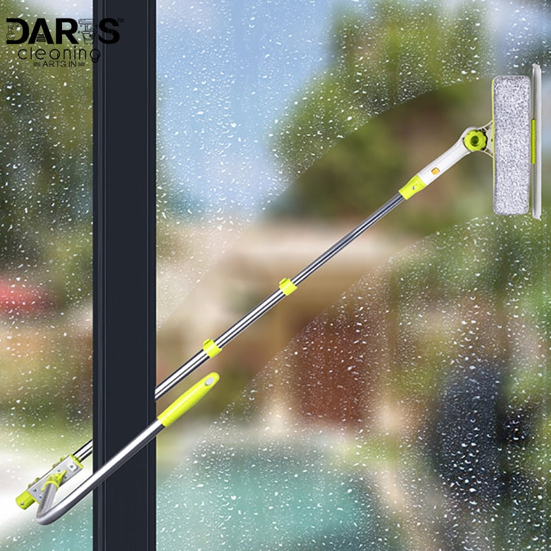 Window Cleaning brush Squeegee Cleaner, Detachable Microfiber Brush and Squeegee Scrubber with Aluminum Alloy Extension Pole