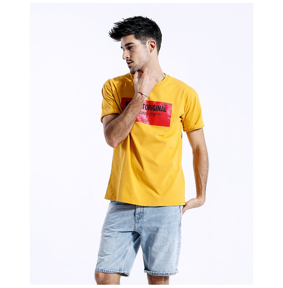 SIMWOOD 2019 Summer T-Shirts Men Fashion Letter Print O-neck Short Sleeve Tops Plus Size Loose Brand Clothing Tees 180411