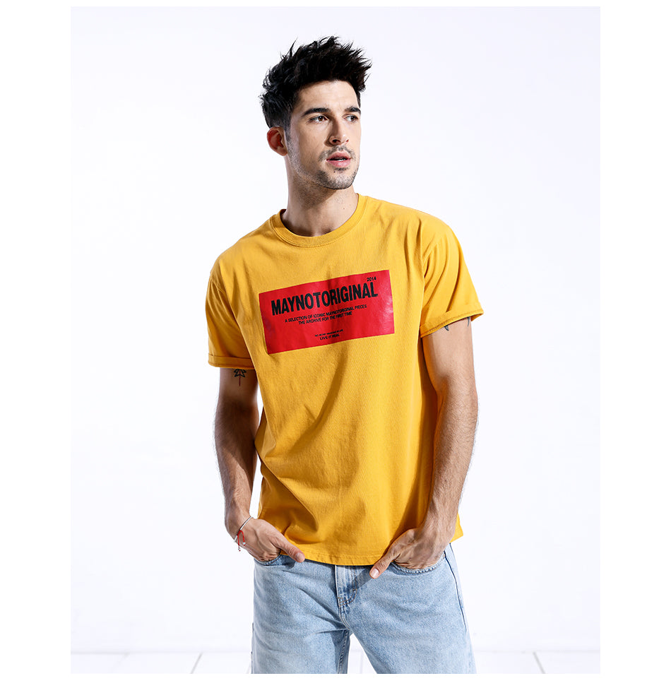 SIMWOOD 2019 Summer T-Shirts Men Fashion Letter Print O-neck Short Sleeve Tops Plus Size Loose Brand Clothing Tees 180411