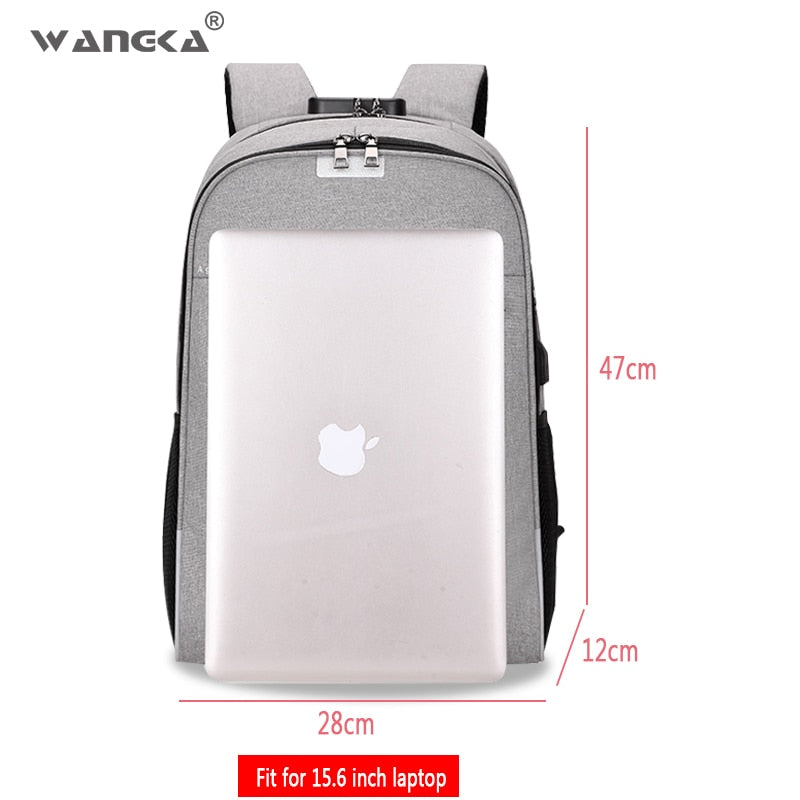 WANGKA USB Charging Laptop Backpack 15.6 inch Anti Theft Women Men School For Teenage Girls College Travel Backpack Nylon