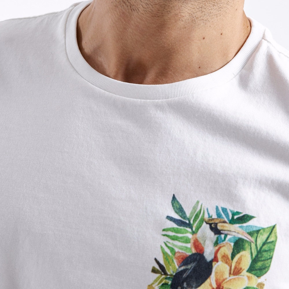 SIMWOOD 2019 Summer T-Shirts Men 100% Pure Cotton Slim Fit Plus Size Casual Tops Print Tees Brand Clothing Free Shipping 180314