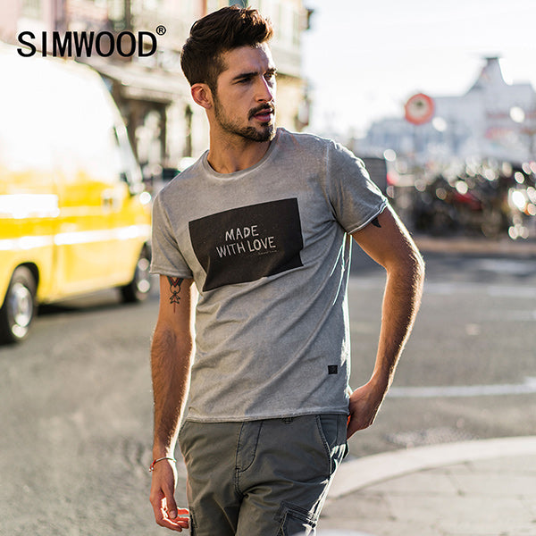 SIMWOOD 2019 Brand Fashion Casual Men T shirt Summer Short Sleeve