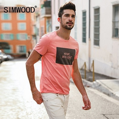 SIMWOOD 2019 Brand Fashion Casual Men T shirt Summer Short Sleeve