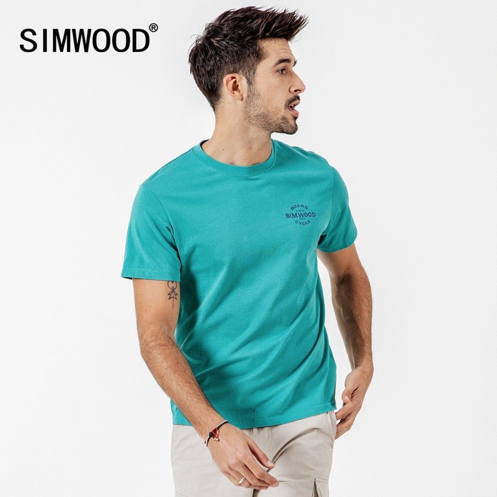 Shirts SIMWOOD Casual T-Shirts Men Letter Printed Fashion Tops Male Slim Fit Plus Size Brand Clothing 2019 Summer Camisetas 190074