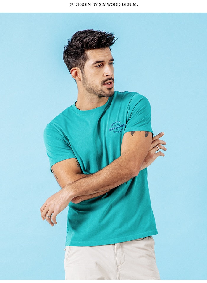 Shirts SIMWOOD Casual T-Shirts Men Letter Printed Fashion Tops Male Slim Fit Plus Size Brand Clothing 2019 Summer Camisetas 190074