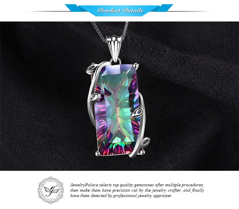 Huge 16ct Genuine Natural Fire Rainbow Mystic Topaz Pendant Charm Solid 925 Sterling Silver Vintage Fashion Women Jewelry 2016