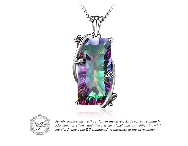 Huge 16ct Genuine Natural Fire Rainbow Mystic Topaz Pendant Charm Solid 925 Sterling Silver Vintage Fashion Women Jewelry 2016